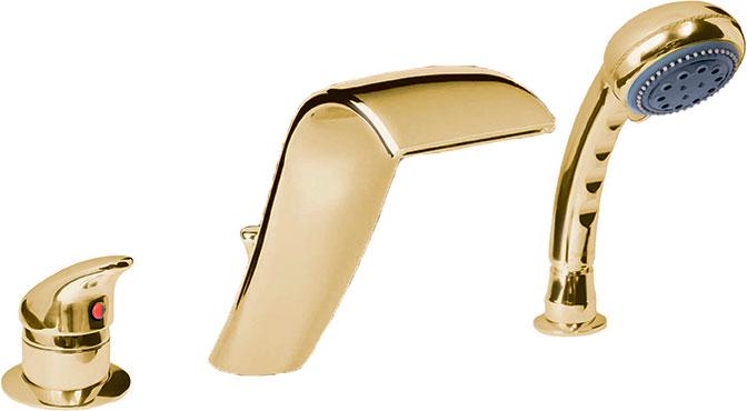 Смеситель врезной для ванны на три отверстия Cobra, золото ZZ