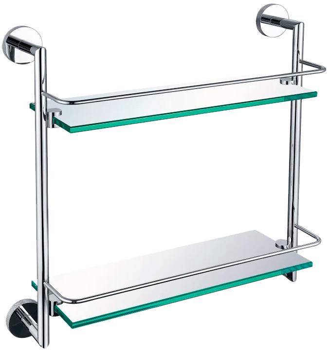 Полка двойная 418х408х138мм, (стекло прозрачное, держат.цв.графит браш.), Priority ZZ