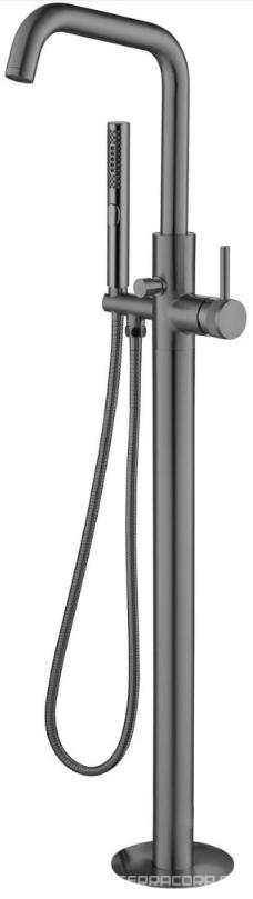 Смеситель для ванны, напольный, лейка д/д, шланг, встраиваемая часть в компл.,(цв.графит браш), Priority ZZ