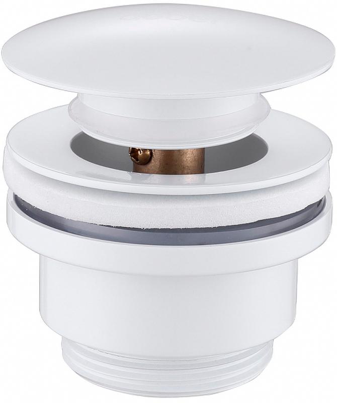 Донный клапан для сливного отверстия раковин/биде без перелива, клик-клак, G 1 1/4, (цв.белый глянец), Abber ZZ