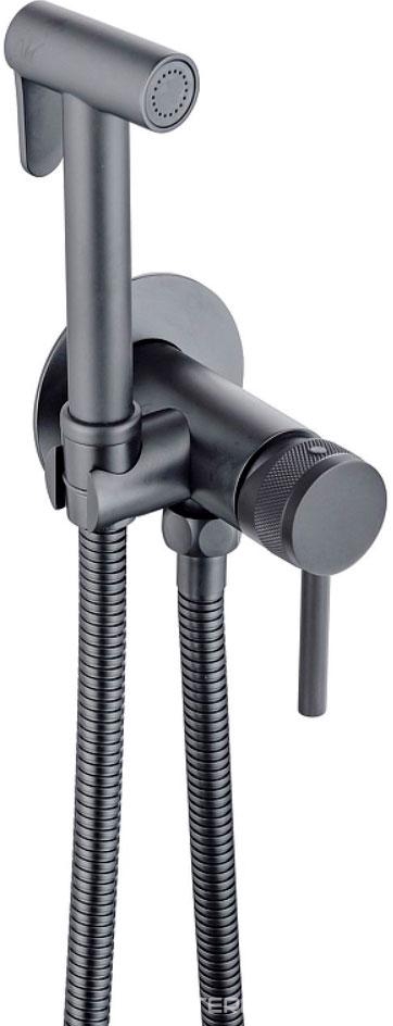 Смеситель совмещ. с гигиенич. душем, (готовый к-т: лейка, шланг, скрытая часть), пластиковая вставка в держат.д/лейки,(цв.грфит браш.),Priority 3.0