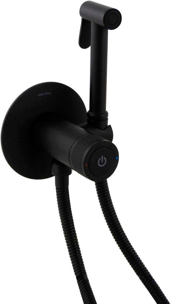 Смеситель совмещ. с гигиенич. душем, готовый к-т: лейка, шланг, скрытая часть, (цв.черный матовый), Liberty