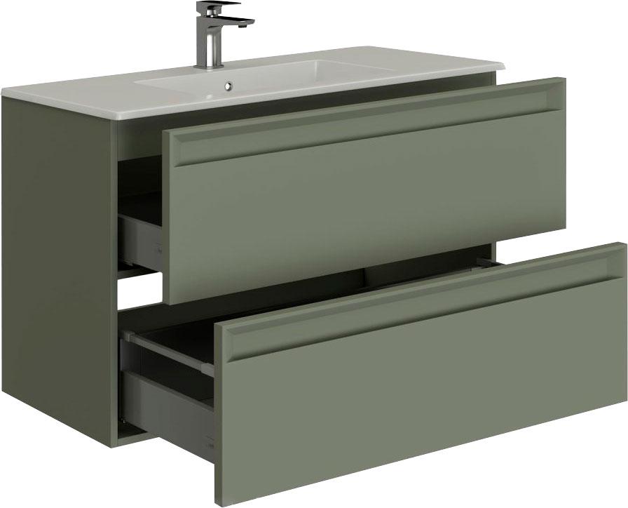 Тумба под раковину, с двумя выкатными ящиками, 1000х460хh634мм, без раковины, (цв.олива матовый), Eclipse 2.0 ZZ