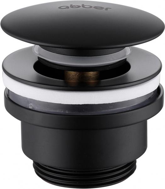 Донный клапан для сливного отверстия раковин/биде без перелива, клик-клак, G 1 1/4, (цв.черный матовый), Abber ZZ