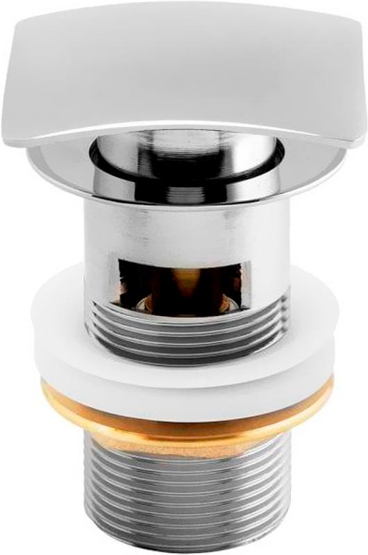 Донный клапан для сливного отверстия раковин с переливом, нажимной Clic-Clac, G 1 1/4, квадрат, (металл цв.хром), Infinity ZZ