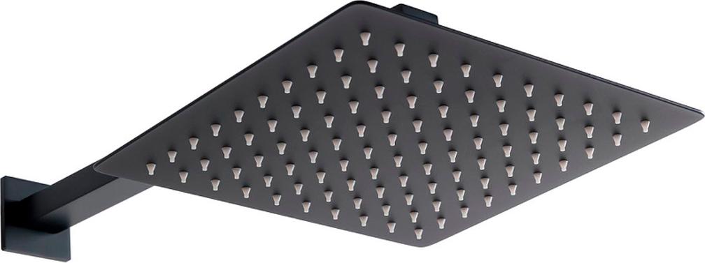 Душ верхний, стационарный, квадратный 250х250мм, G 1/2, антикальц., стеновой кронштейн 380мм, (латунь цв.черный матовый), Infinity ZZ