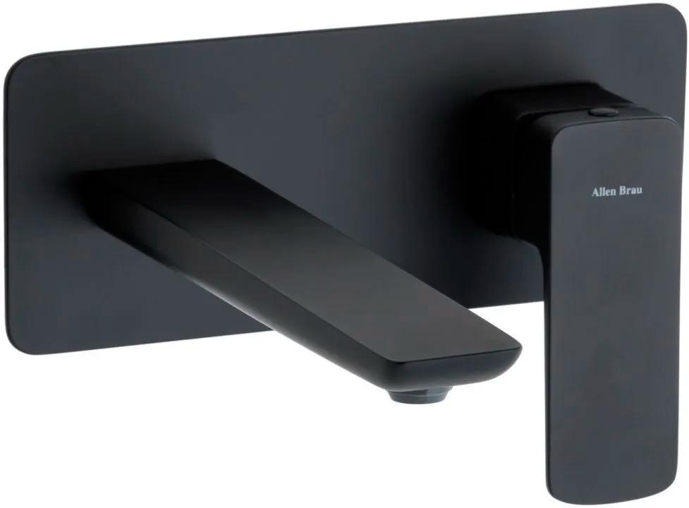 Смеситель для раковины, встраиваемый в стену, излив 200мм, встраив.часть в компл., (цв.черный матовый), Infinity ZZ