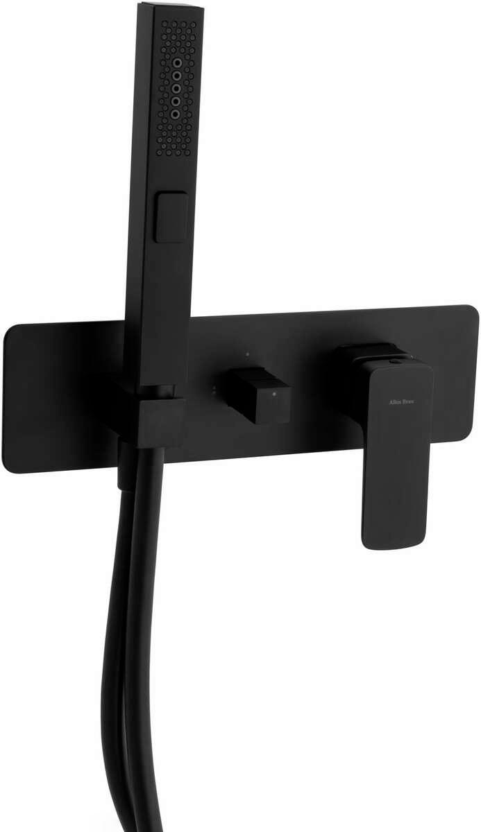 Смеситель для ванны, встраиваемый в стену, шланг, лейка, внутренняя часть в компл., (цв.черный матовый), Infinity ZZ