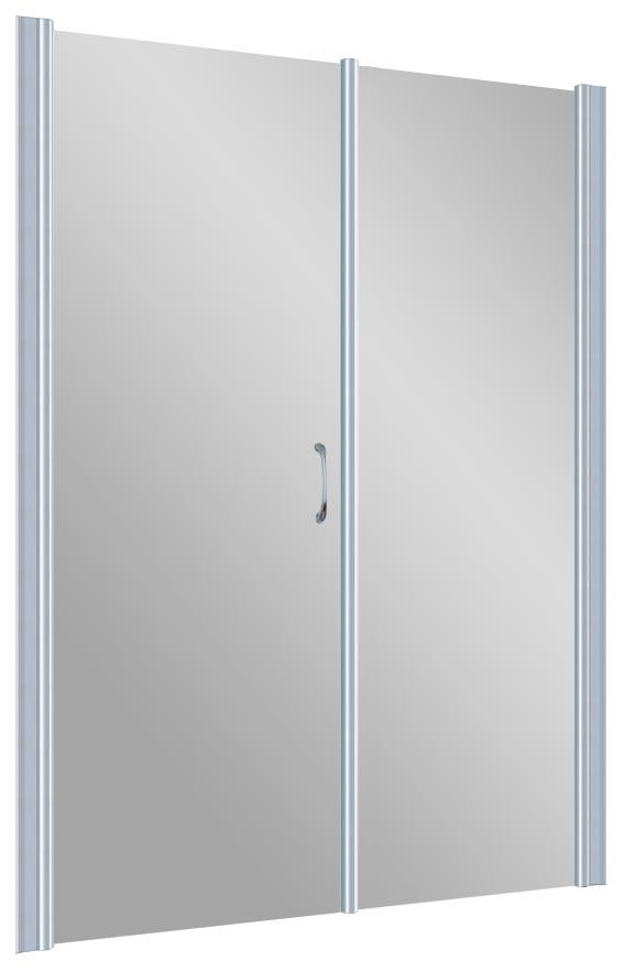 Дверь в нишу EP-F-2, 120*190 см, левая, распашная с неподвижным элементом, профиль матовый хром, стекло прозрачное ZZ