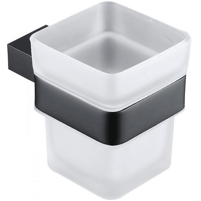 Стакан настенный, (стекло матовое, держат.цв.черный матовый), Infinity ZZ