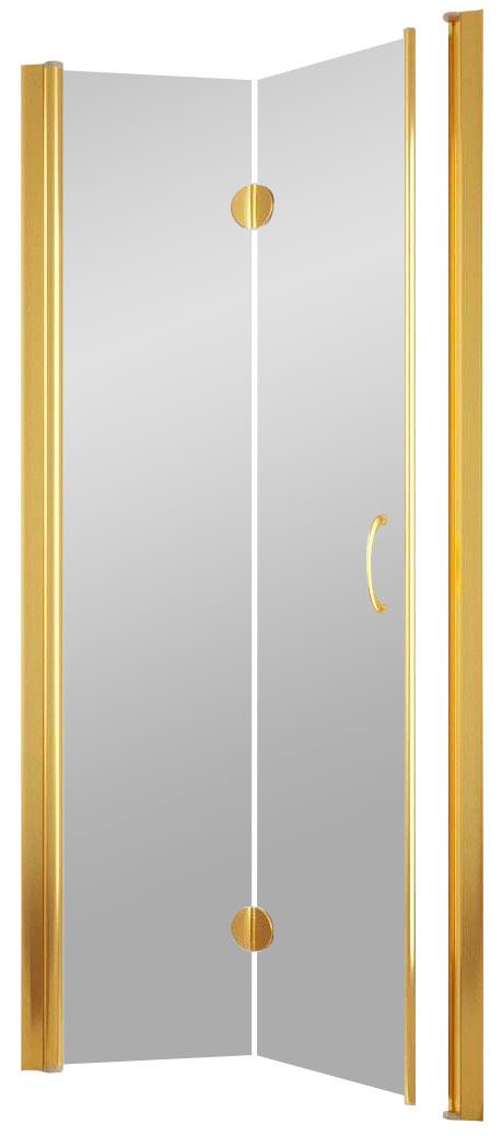 Дверь в нишу GPS, 100*190 см, складная, духсекционная, левая, профиль золото, стекло прозрачное ZZ