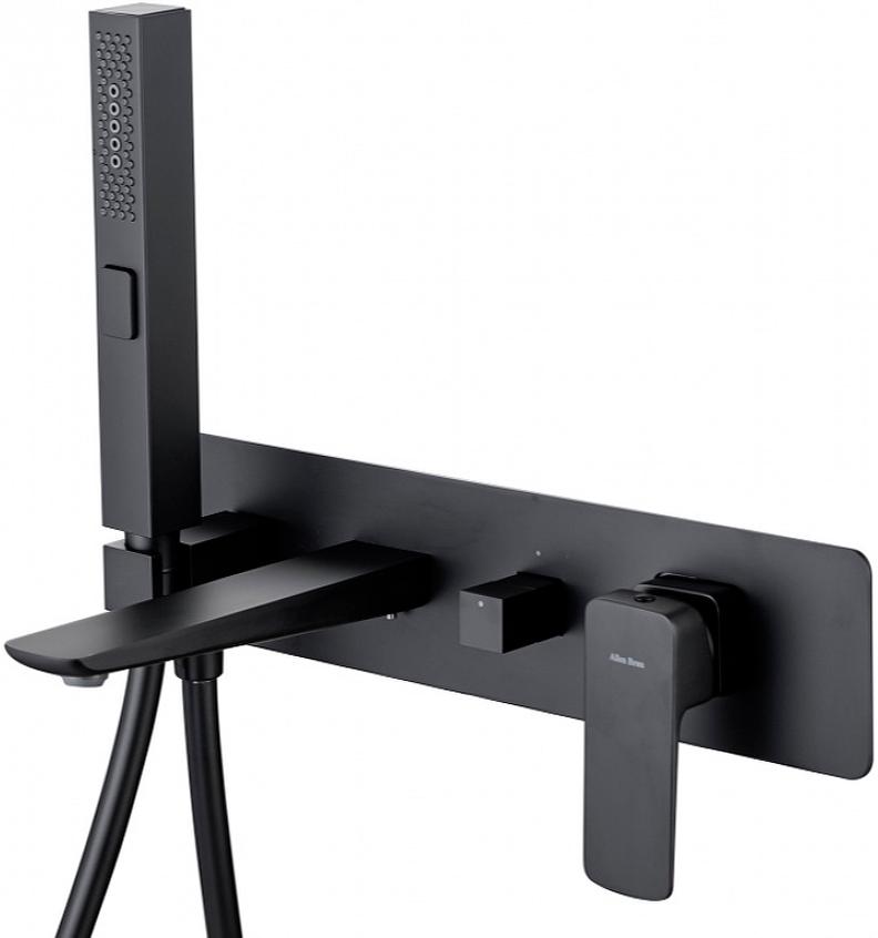 Смеситель для ванны, встраиваемый в стену, шланг, лейка, внутренняя часть в компл., (цв.черный матовый), Infinity ZZ