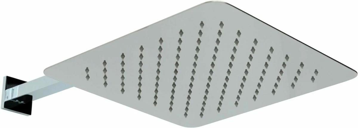 Душ верхний, стационарный, квадратный 300х300мм, G 1/2, антикальц., стеновой кронштейн 411мм, (латунь цв.хром), Infinity ZZ