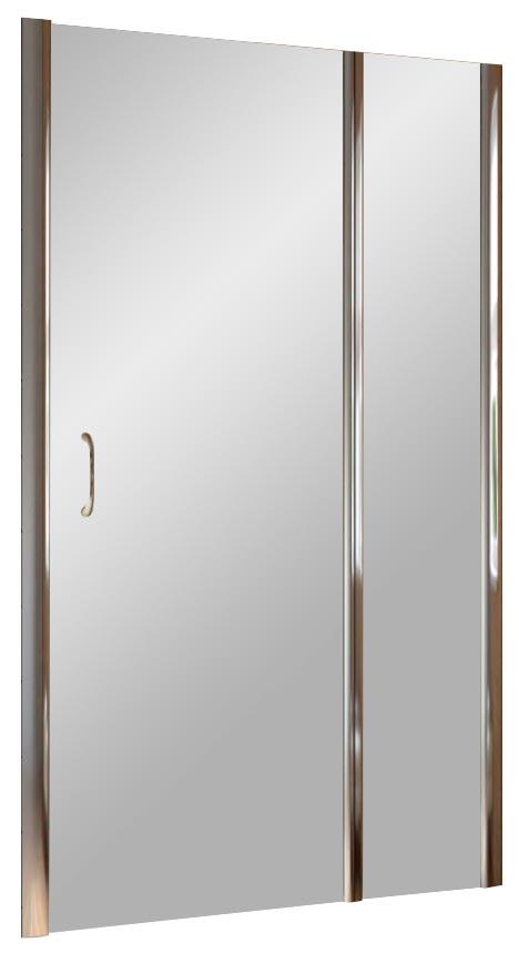 Дверь в нишу EP-F-1 LUX, 115x190 см, правая, распашная с неподвижным элементом, профиль глянцевый хром, стекло прозрачное с покрытием QuickNano ZZ