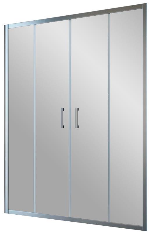 Дверь в нишу Z2P, 180x190 см, ручки knob, двухстворчатая раздвижная, профиль хром глянец, стекло прозрачное ZZ