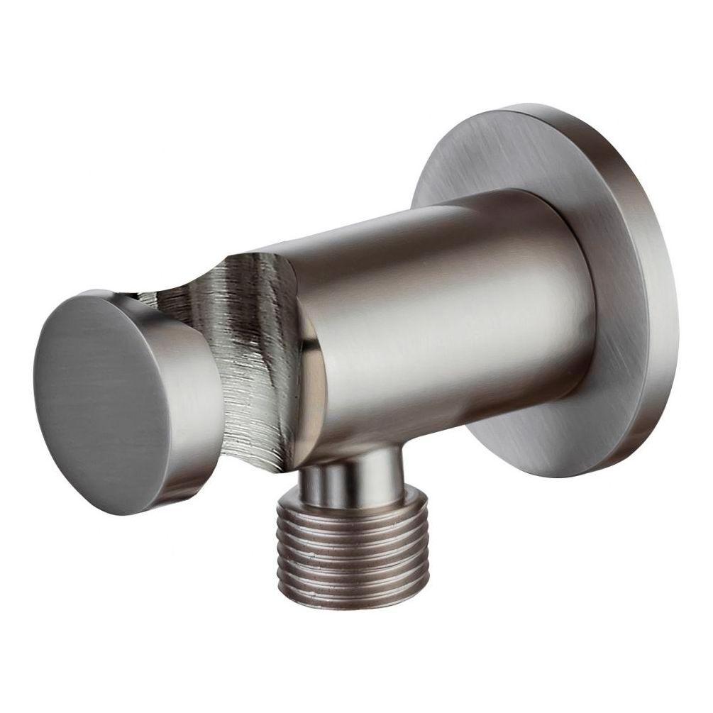 Кронштейн для ручного душа, совмещённый со шланговым подсоед. 1/2, (цв. браш.никель), Priority ZZ