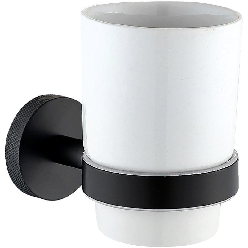 Стакан настенный, (керамика, держат.цв.черный матовый), Priority ZZ