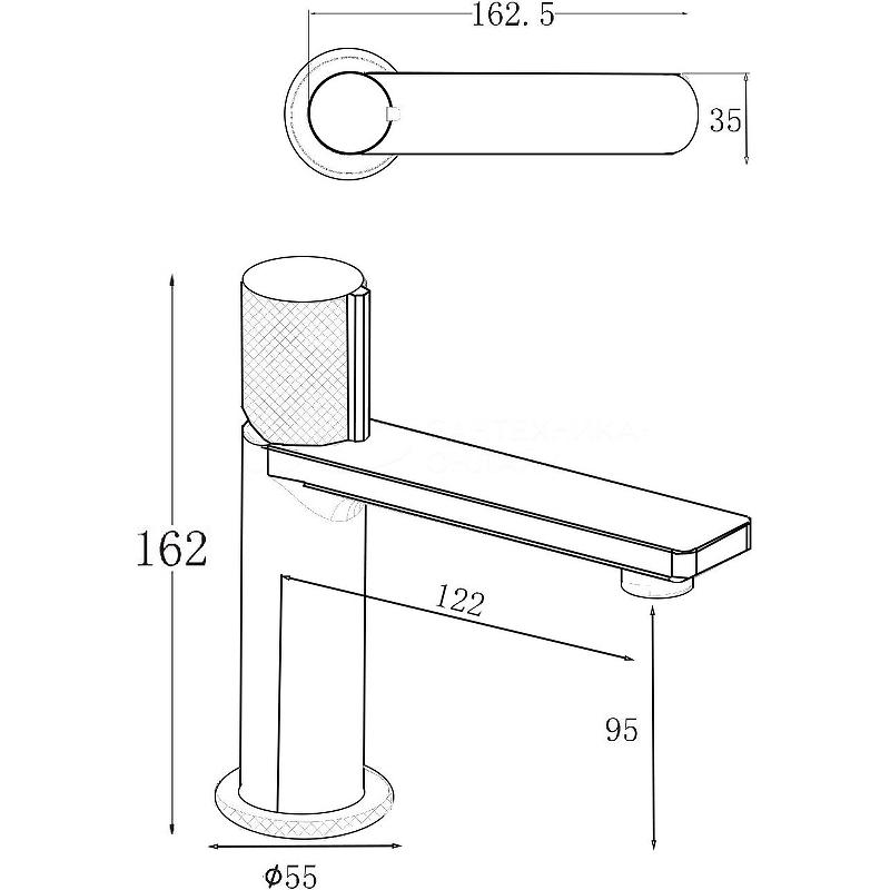 Смеситель для раковины, без д/к, (цв.хром), Liberty