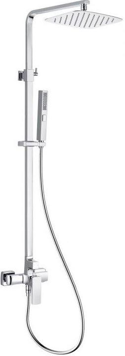 Смеситель для душа, со стационарным верхним душем 300х300мм., душевая лейка, шланг в компл., (цв.хром), Infinity