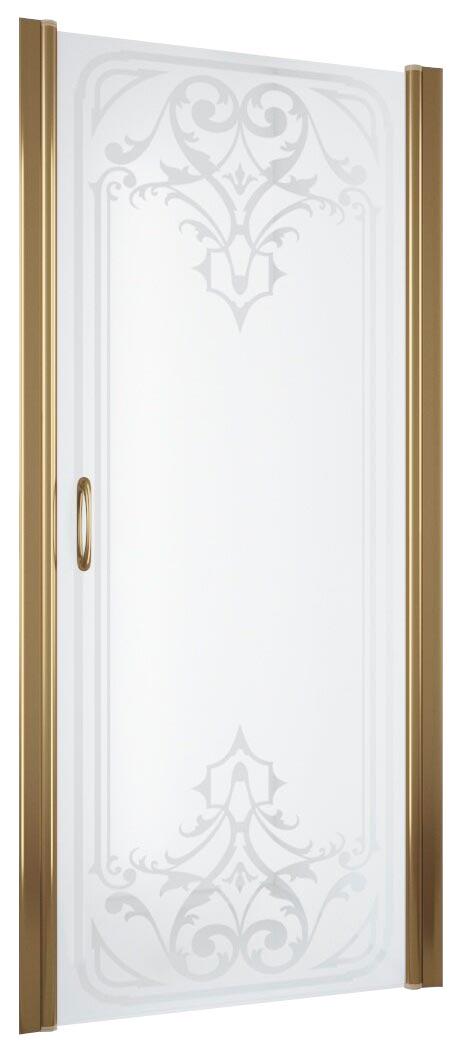 Дверь в нишу EP, 90*190 см, профиль бронза, стекло  стекло узорчатое "ARTDECO01", с покрытием QuickNano ZZ