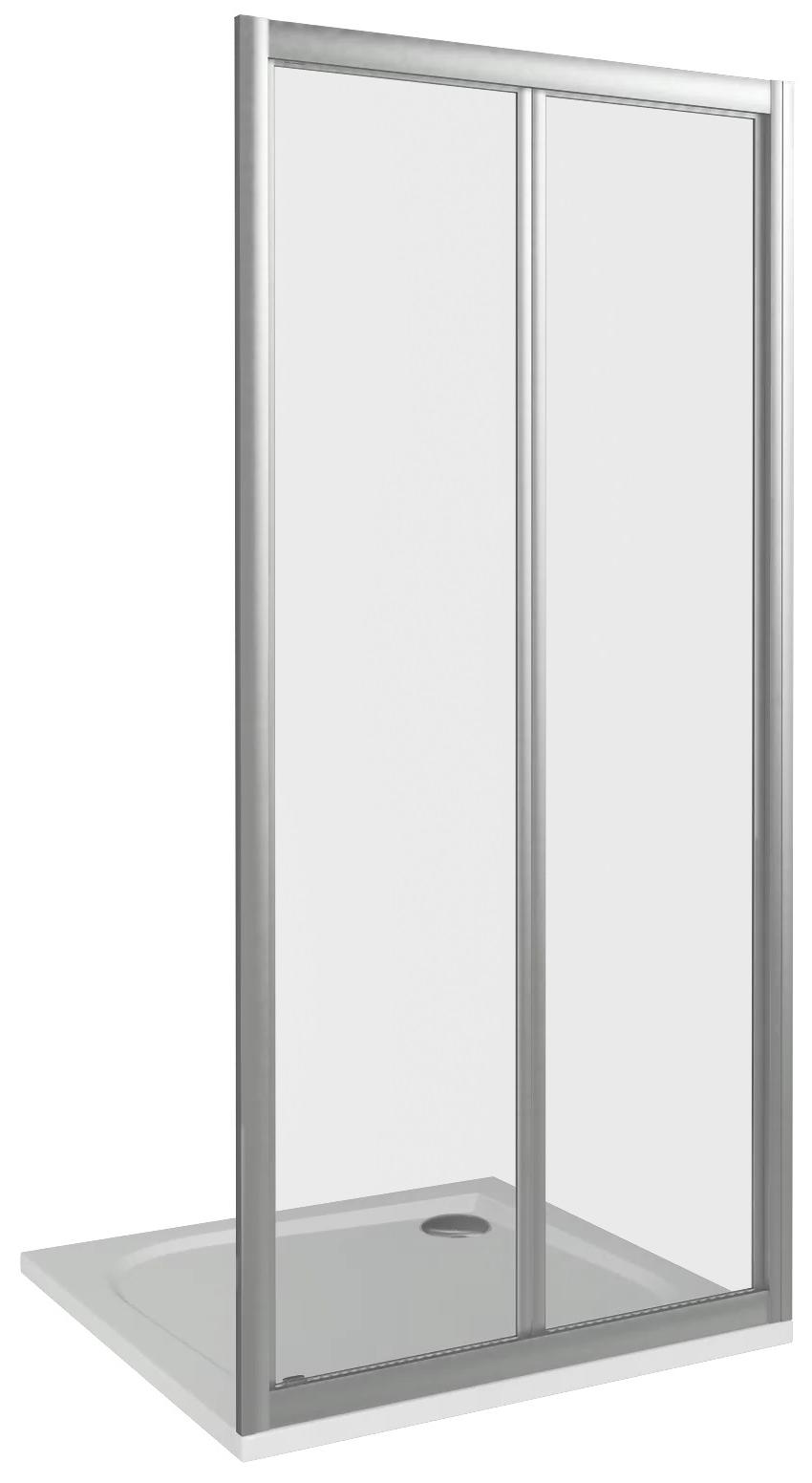 Двери складные (2 ств.) Infinity SD 900*1870 , стекло прозрач. профиль хром