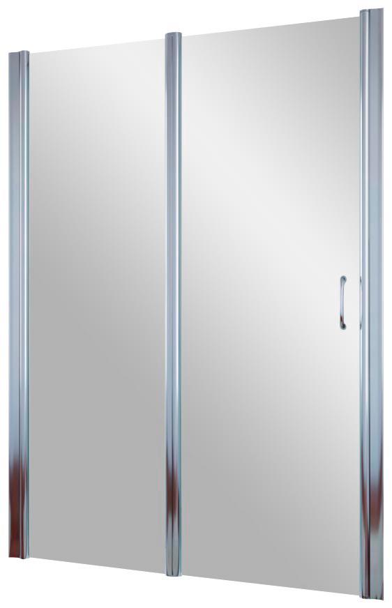 Дверь в нишу EP-F-1, 135*190 см, левая, распашная с неподвижным элементом, профиль глянцевый хром, стекло прозрачное ZZ