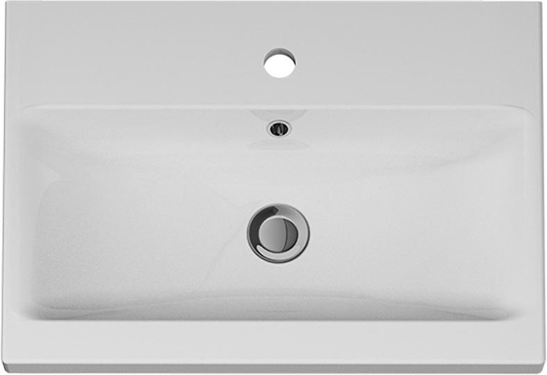 Раковина мебельная, керамическая, 60 см, встраиваемая, цвет белый глянец