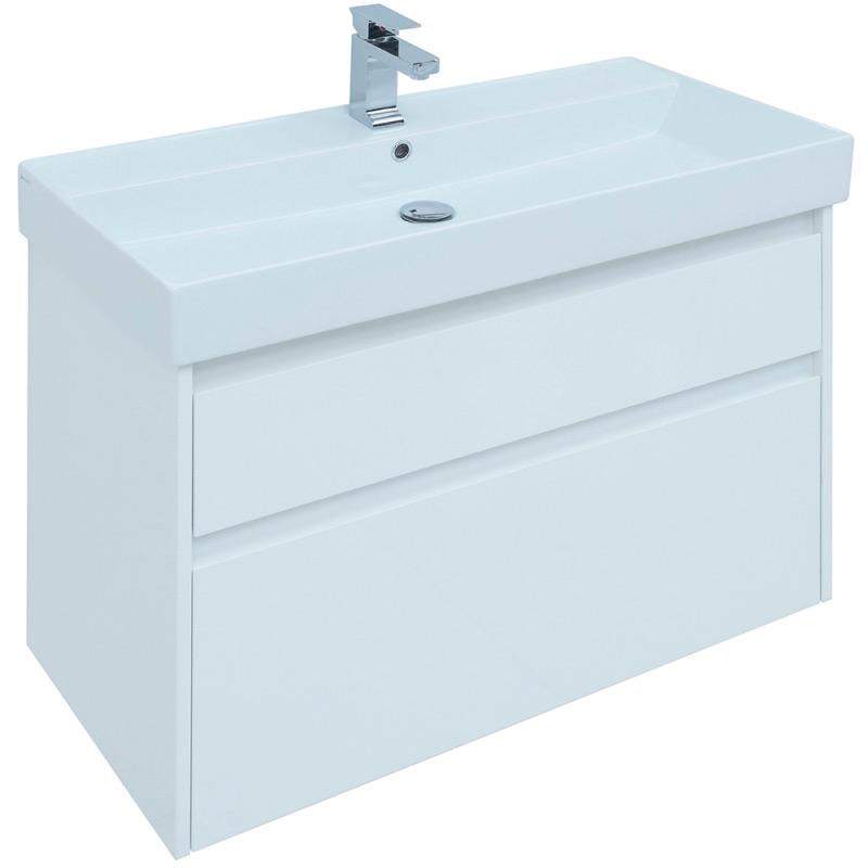 Тумба подвесная "Nova Lite" 90 см, 2 выдв. ящик, БЕЗ столешницы, БЕЗ раковины, цв. белый, ZZ