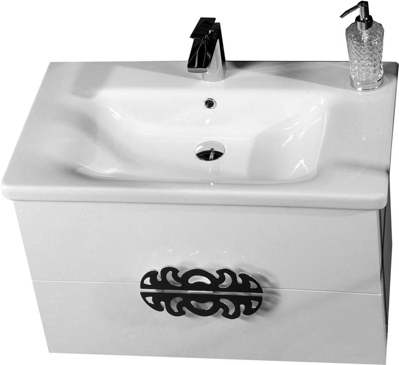 Керамическая раковина-моноблок 80 см, белая ZZ