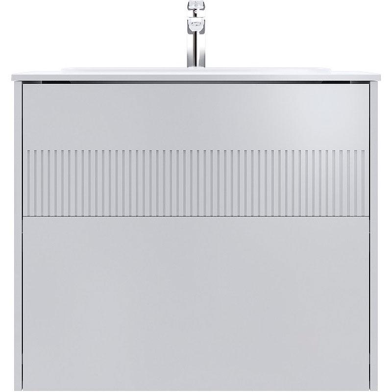 Тумба подвесная 80 см, БЕЗ РАКОВИНЫ, 2 выдв. ящ, цв.белый матовый ZZ