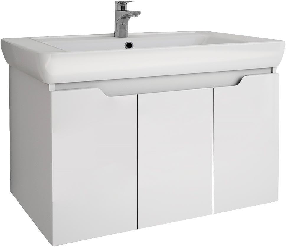 Тумба подвесная Q (D) -80см., 2 распашн.дверцы, БЕЗ раковины арт.192185, цв.белый KL