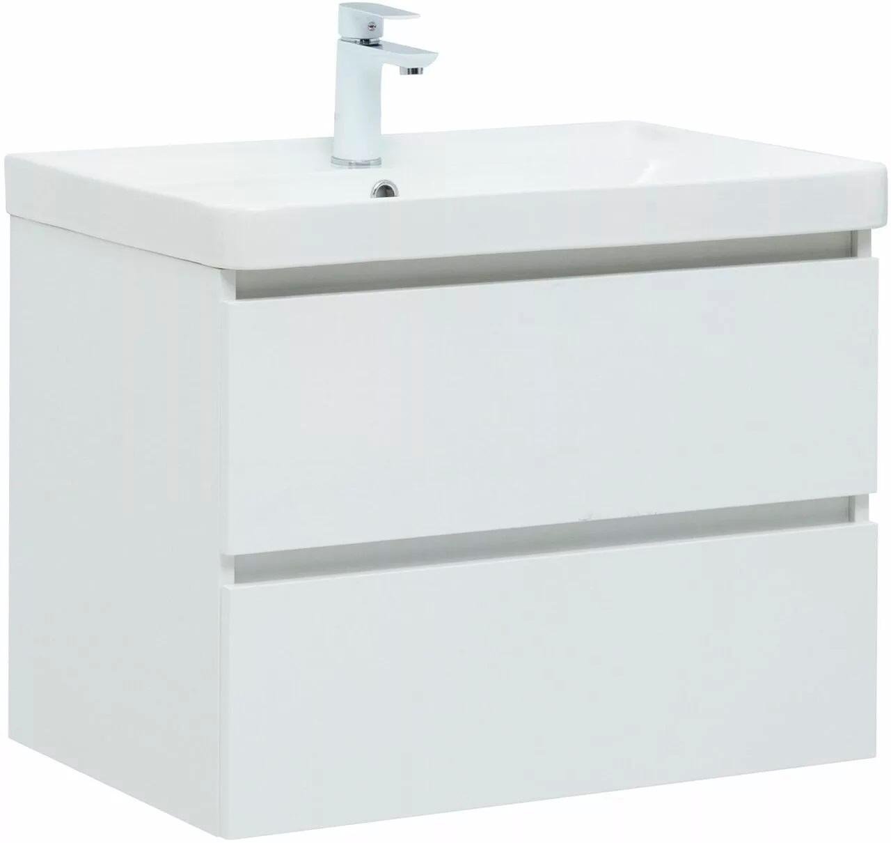 Тумба подвесная Вега 70 см с 2 выдвижных ящиками, без раковины арт.301804, цвет белый