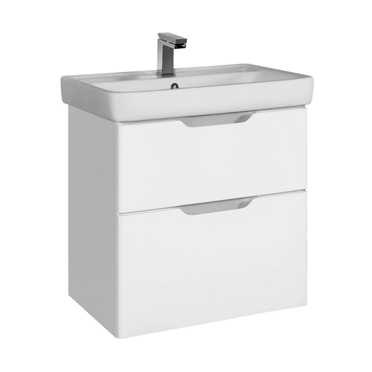 Тумба подвесная Q-55 см., 2 ящика, БЕЗ раковины, цв.белый ZZ