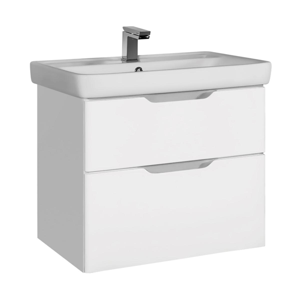 Тумба подвесная Q-80см., 2 ящика, БЕЗ раковины, цв.белый ZZ