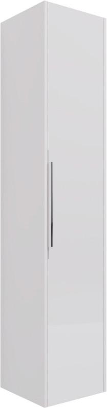 Пенал Dreja PRIME, 35 см, подвесной/напольный, универсальный, 1 дверца, 4 стеклянные полки, белый глянец ZZ