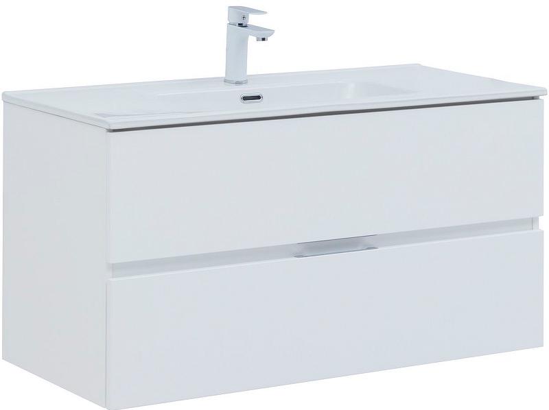 Тумба подвесная 100 см, 2 ящика, без раковины арт.254365 , цв.белый матовый