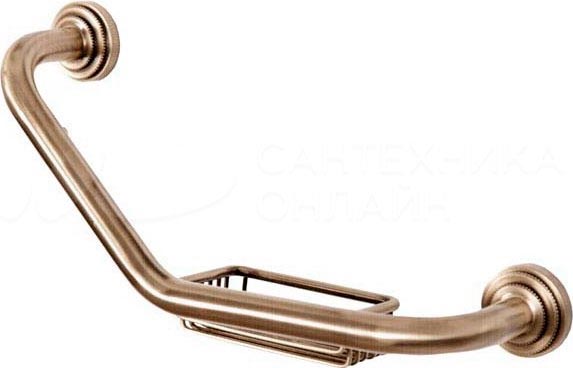 Поручень для ванны с мыльницей, цв. брашированная бронза, ZZ