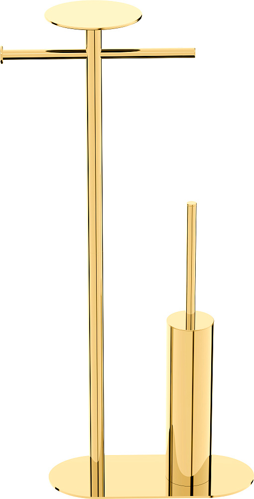 Стойка напольная двухпозиционная, держатель туал. бумаги, ершик, полотенцедержатель, полка цвет золото, ZZ