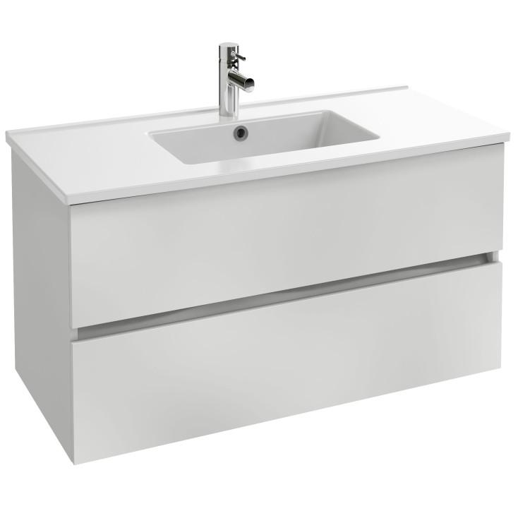 Тумба подвесная TOLBIAC под раковину, 2 ящика /10 /(белый глянцевый) (БЕЗ раковины), ZZ