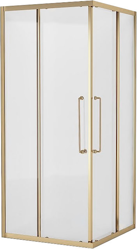 Душевой уголок 800х800хh2000мм, квадратн., 2 сдвижные дверцы с 2-мя неподв. сегм. (стекло прозрачное 8 мм, фурнит. цв.браш.золото), Relax ZZ