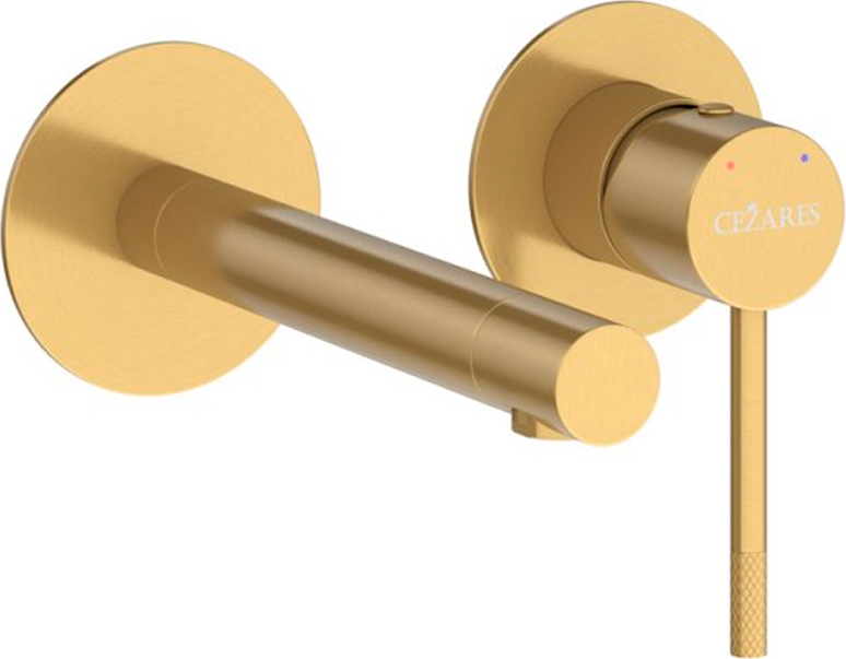 Смеситель для раковины, встраиваемый в стену, излив 200мм, (цв.брашированное золото), Relax ZZ