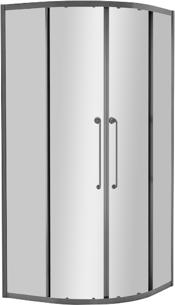 Душевой уголок 1000х1000хh2000мм, 1/4 круга, 2 сдвижные дверцы с 2-мя неподв. сегм. (стекло прозрачное 8 мм, фурнит. цв.оружейная сталь), Relax ZZ
