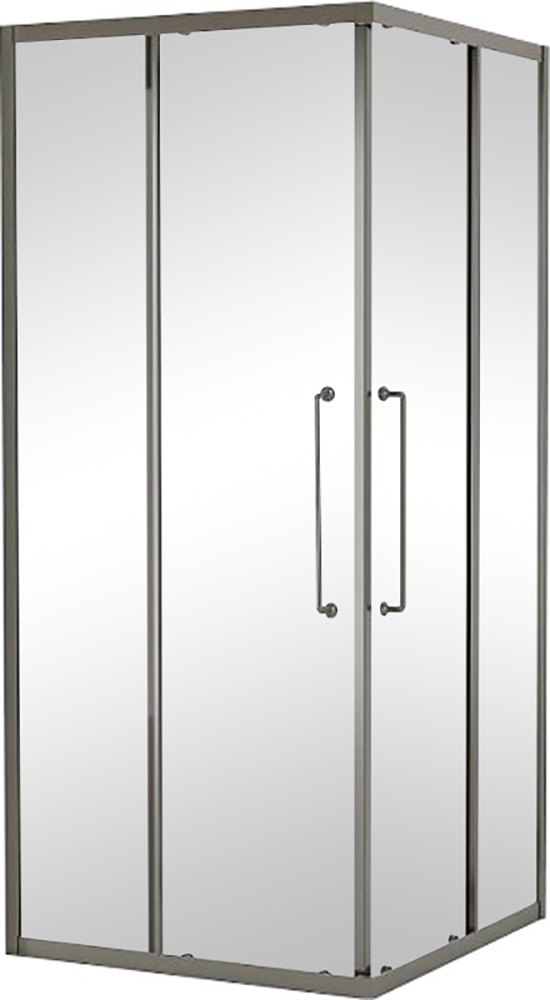 Душевой уголок 900х900хh2000мм, квадратн., 2 сдвижные дверцы с 2-мя неподв. сегм. (стекло прозрачное 8 мм, фурнит.цв.оружейная сталь), Relax ZZ