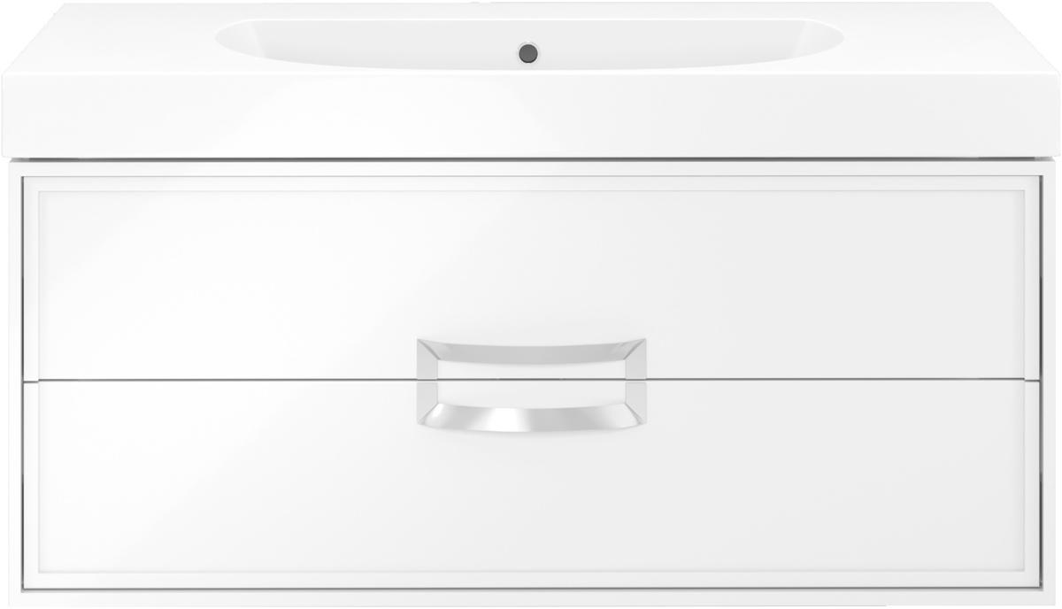 Тумба подвесная "CANALETTO" 100 см, с 2 выдвижным ящиком, для столешницы или раковины "BUONGIORNO" , цв. белый XX