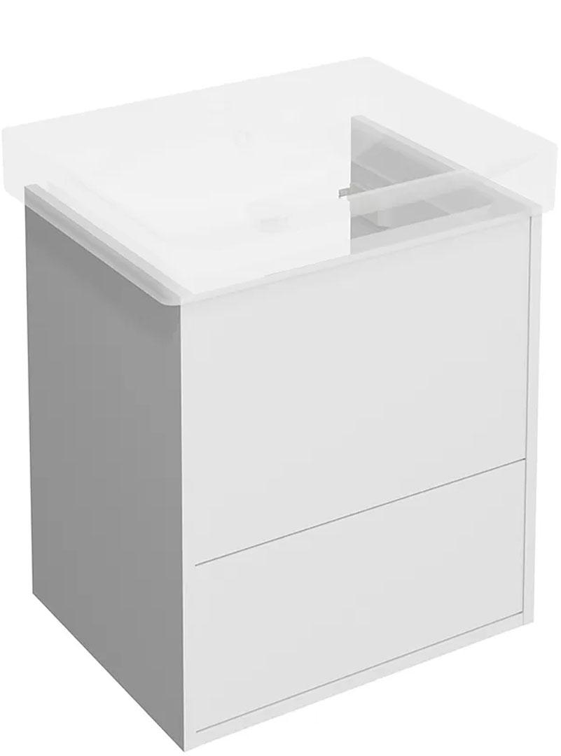 Тумба подвесная 55 см, 2 выдвижых ящика Push to Open, белая матовая