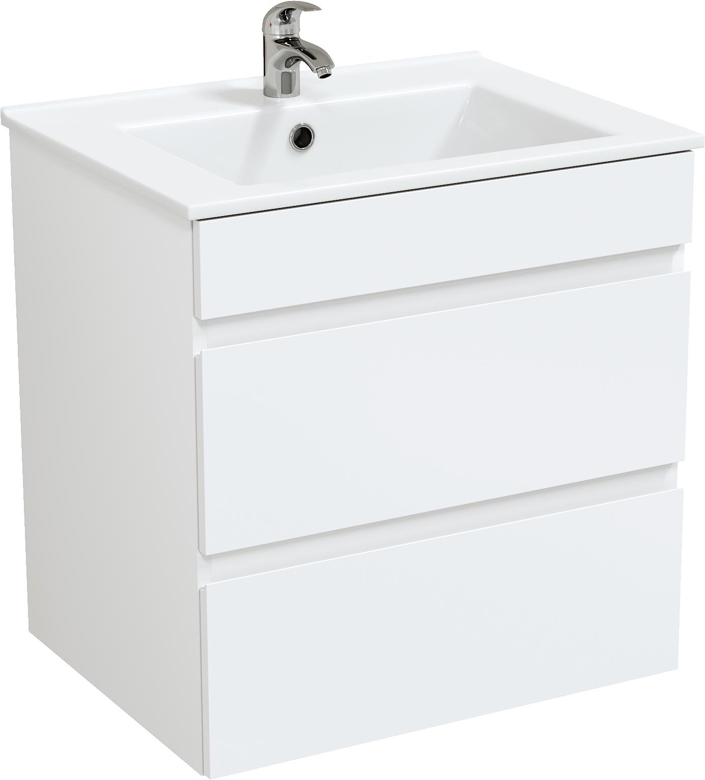Тумба подвесная 60 см, 2 выдвижных ящика, без раковины "Next-60", цвет белый ZZ