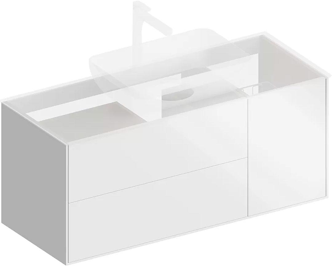 Тумба подвесная 120 см, с 3 выдвижных ящика Push-to-Open, БЕЗ столешницы и раковины, цв.белый глянец