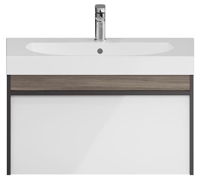 Тумба MODULA  подвесная 80 см с 1 выдвиж.ящиком и 1 органайзером, цвет белый/арабика