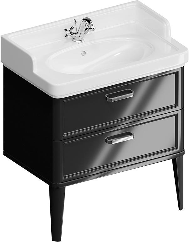 Тумба POMPEI напольная с 2 ящиками 80, черная глянцевая ZZ