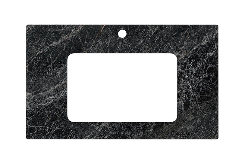 Cтолешница из плитки для мебели Plaza, 80 см, для раковин встраиваемых снизу, "Риальто темный серый лаппатированный", с отверстием под смес-ль ZZ